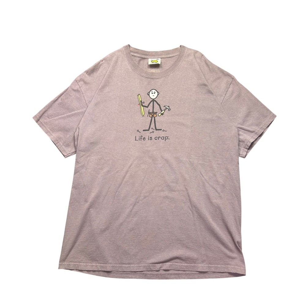 Vintage Life Is Crap Graphic T Shirt Mens XL Stick Figure Humor Dad Tee